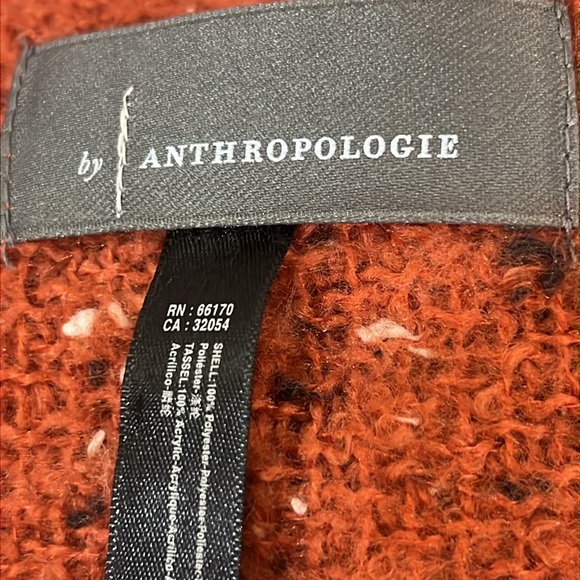 Anthropologie scarf with tassels. Brown and orange. Approx 80L x 30 W + tassels - Picture 4 of 8